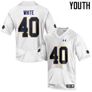 Notre Dame Fighting Irish Youth Drew White #40 White Under Armour Authentic Stitched College NCAA Football Jersey TPJ2499HO